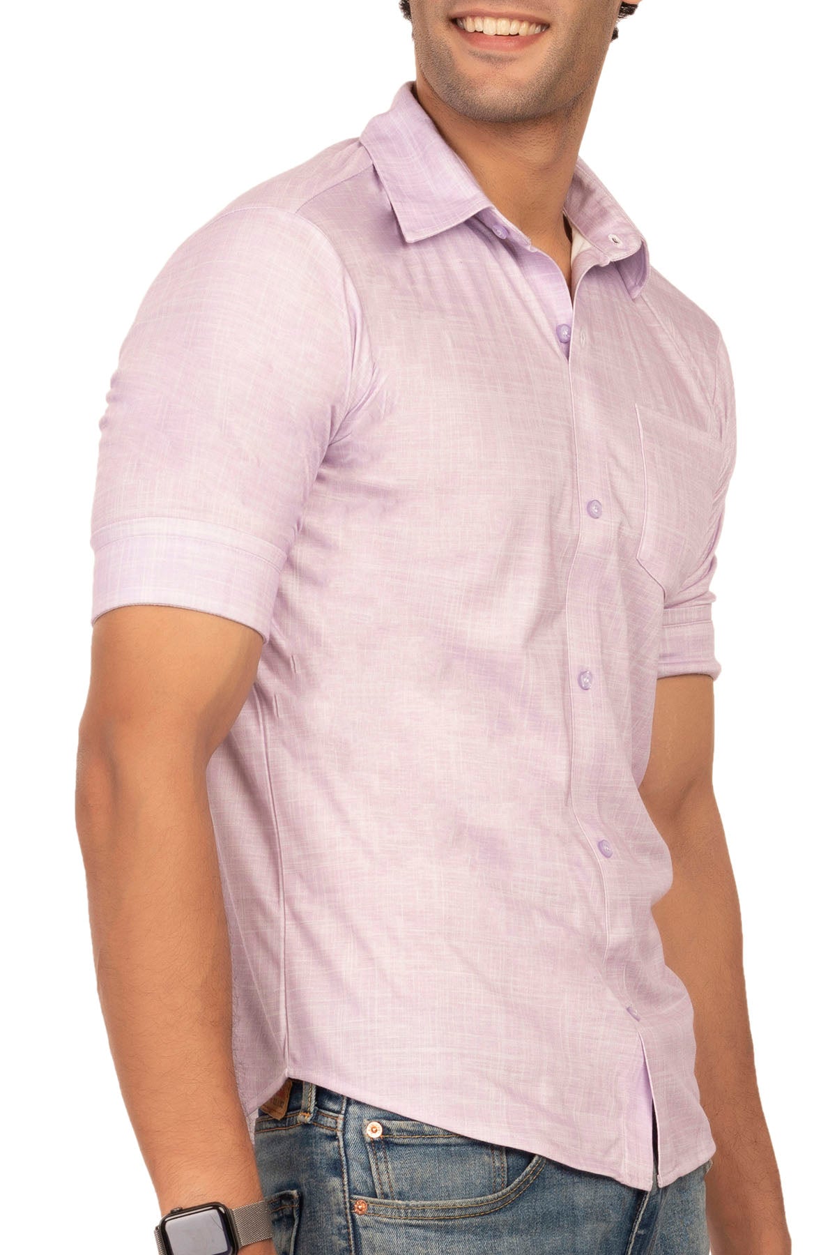 Lilac Linen Pattern Regular Fit Shirtee