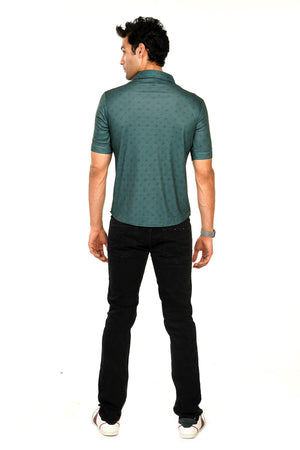 Green Minimal Leaf Ditsy Pattern Regular Fit Shirtee