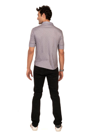 Light Grey 'Memphis' Ditsy Pattern Regular Fit Shirtee