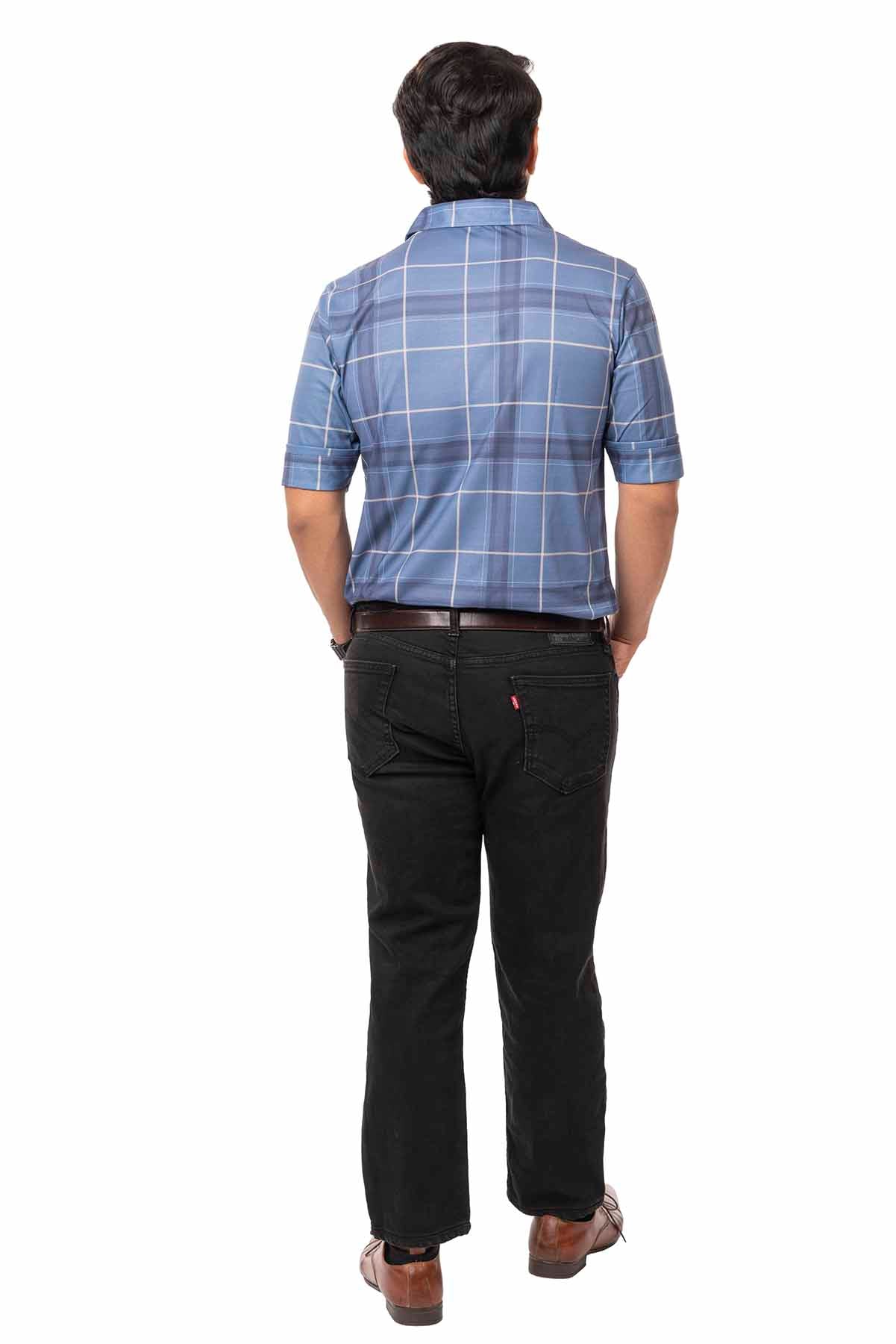 Blue Flannel Checks Regular Fit Shirtee