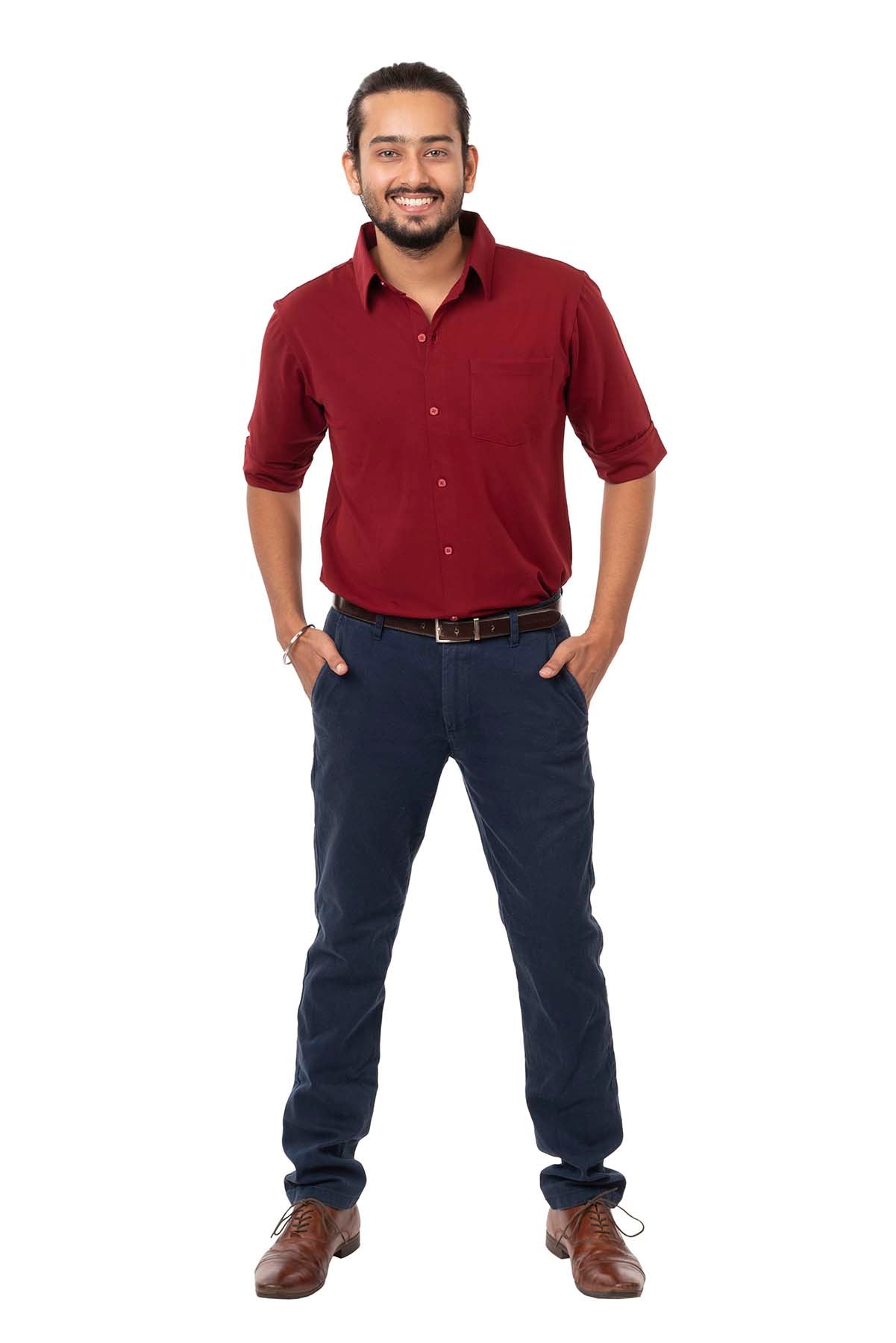 Crimson Red Slim Fit Shirtee